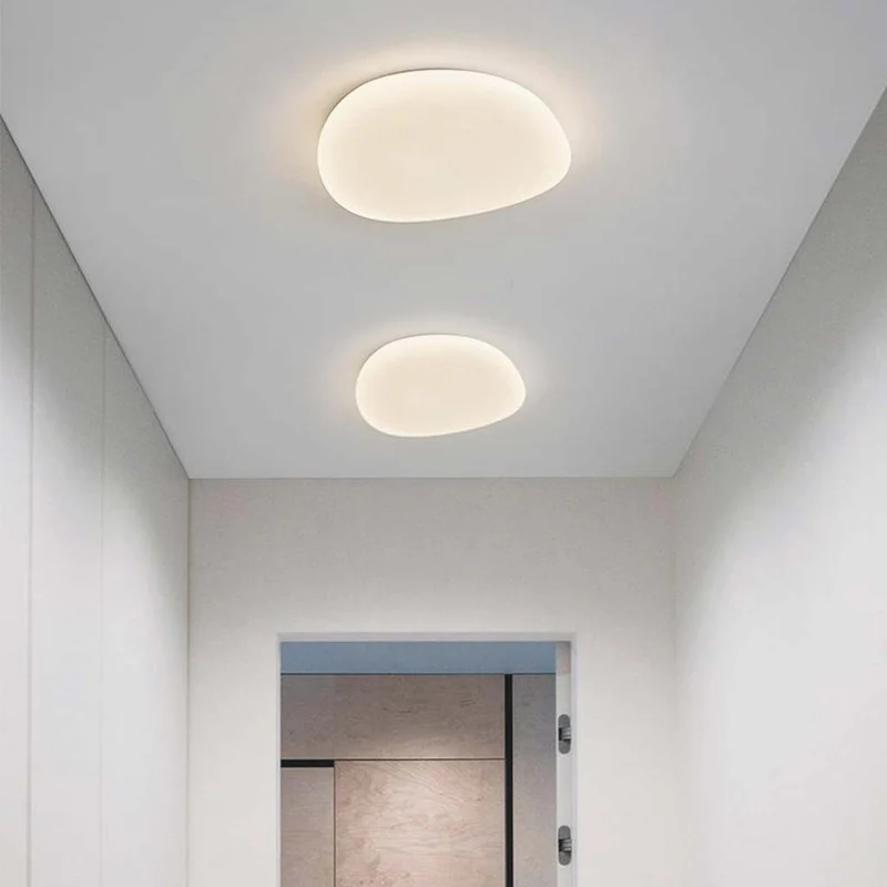 Flush Mount Ceiling Light Unique White Pebble, Acrylic