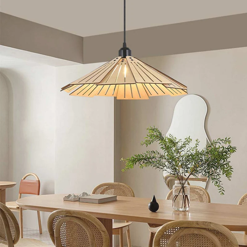 Pendant Light Fixture Retro Japanese Style for Dining Room/Bar, Wood