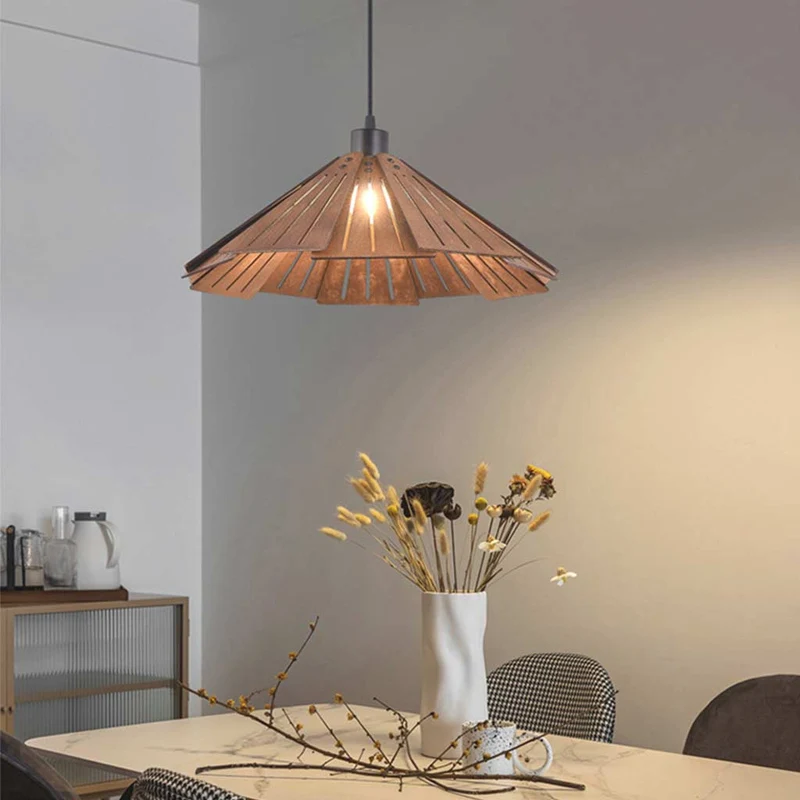 Pendant Light Fixture Retro Japanese Style for Dining Room/Bar, Wood