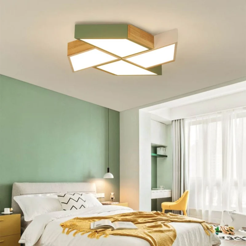 Flush Mount Ceiling Light Creative Windmill, Wood Glass