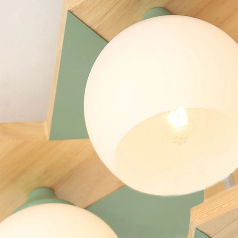 Flush Mount Ceiling Light Creative Windmill, Wood Glass