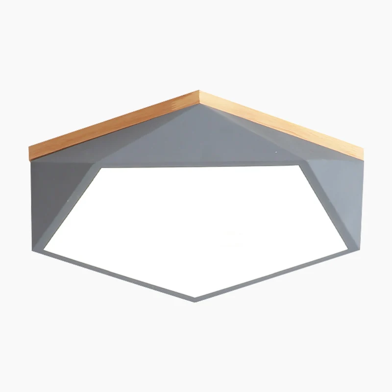 LED Ceiling Light Macaron Geometric Low Profile, Wood & Acrylic