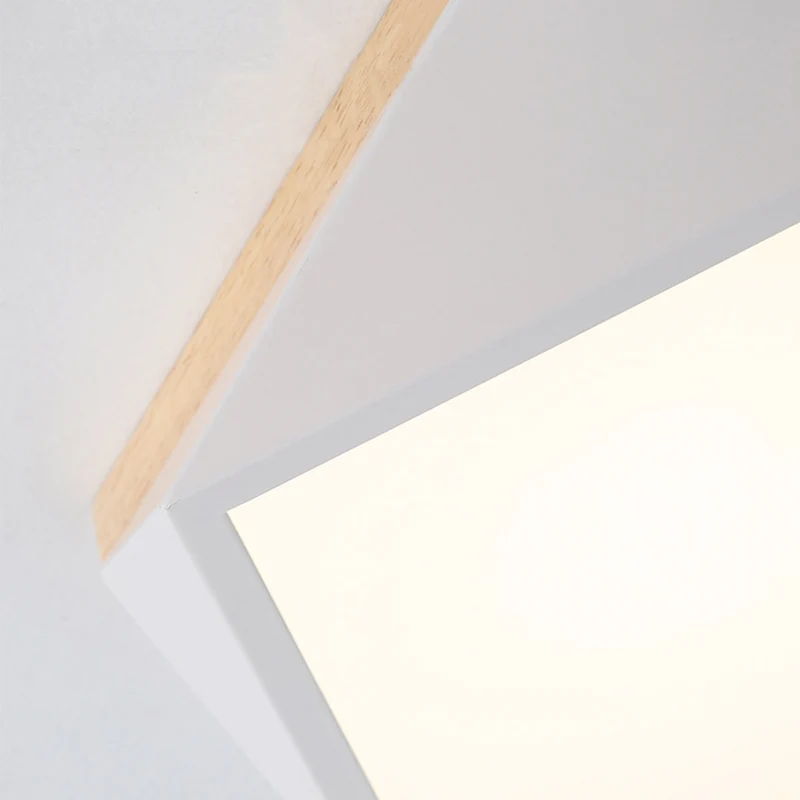 LED Ceiling Light Macaron Geometric Low Profile, Wood & Acrylic
