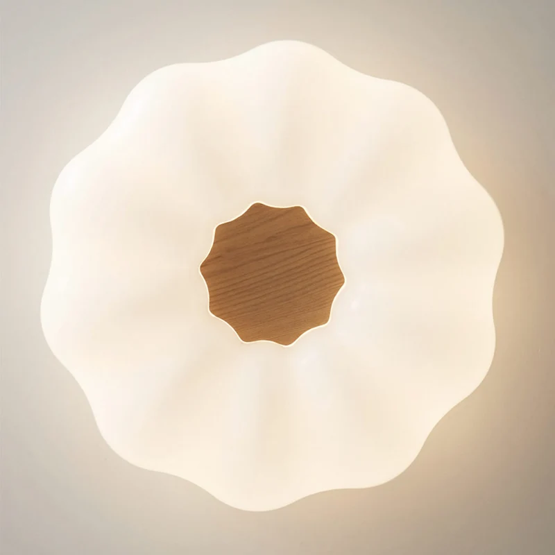 Flush Mount Ceiling Light LED Dreamy Cloud, Wood and Acrylic