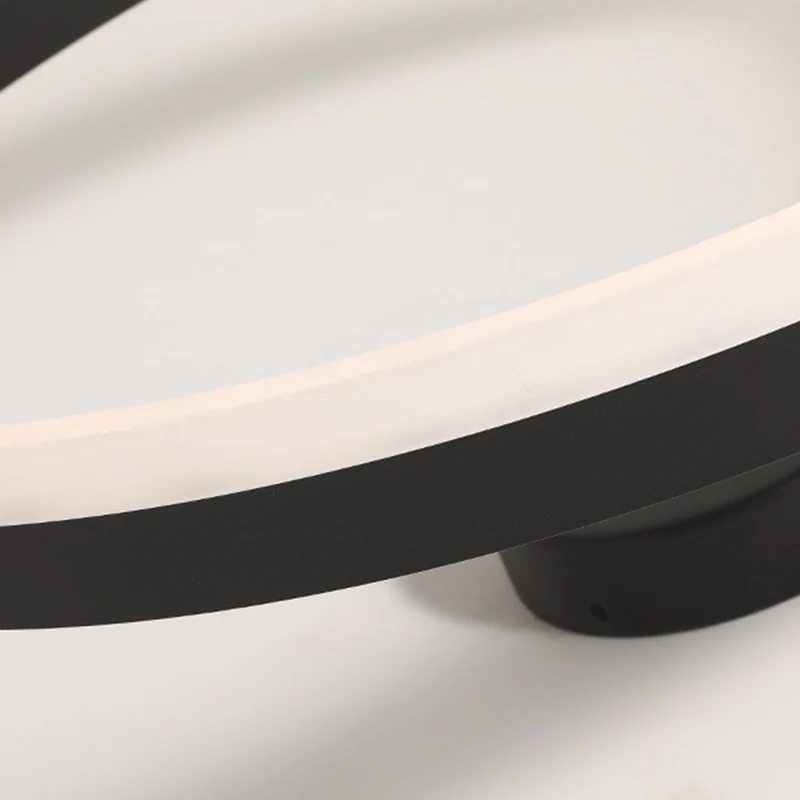 Ceiling Light Semi Flush Modern Round Ring Iron, Black/White