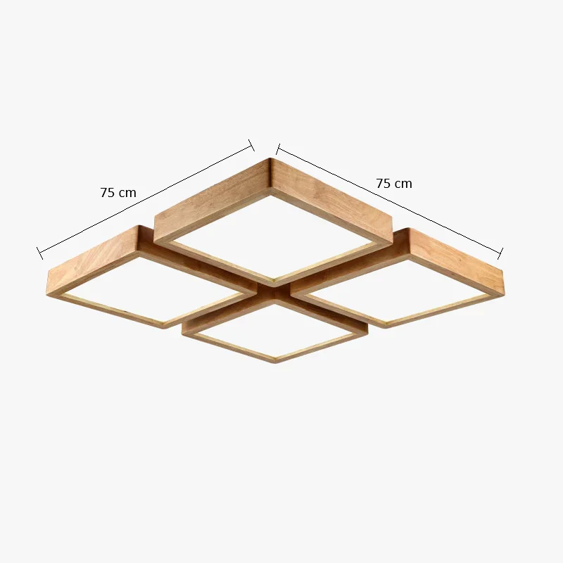 Rechteckige LED-Deckenleuchte aus Naturholz für entspannende Innenräume – Zéphira