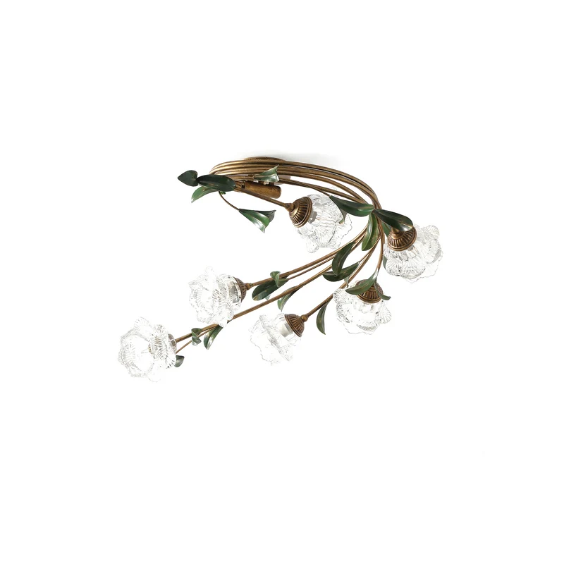 Deckenleuchte mit schickem Blumenmuster aus Glas und Metall – Eliova
