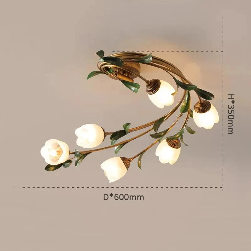 Deckenleuchte mit schickem Blumenmuster aus Glas und Metall – Eliova