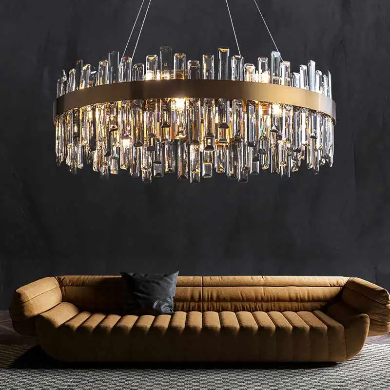 Kreisförmiger Kronleuchter Gold Kristall Hochglanz Royal Design – Vella