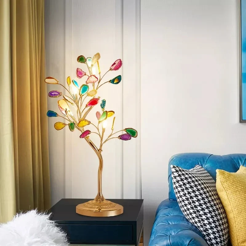 Nachttischlampe Baum Skulpturaler Stil Mehrfarbige Blätter – Auror