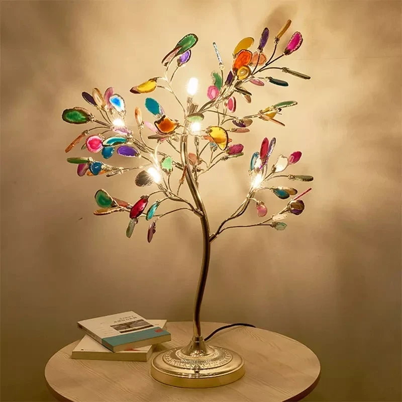 Nachttischlampe Baum Skulpturaler Stil Mehrfarbige Blätter – Auror
