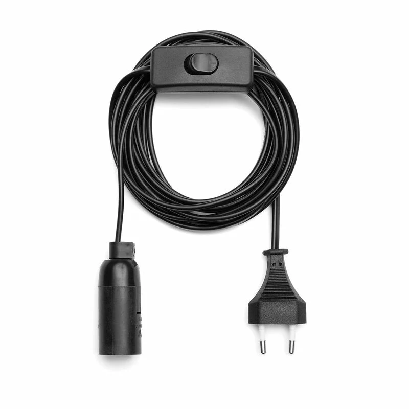 Lampenfassung E14 mit Schalter - 3,5 Meter Kabel mit Stecker - Hängelampe schwarz