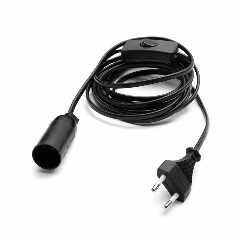 Lampenfassung E14 mit Schalter - 3,5 Meter Kabel mit Stecker - Hängelampe schwarz