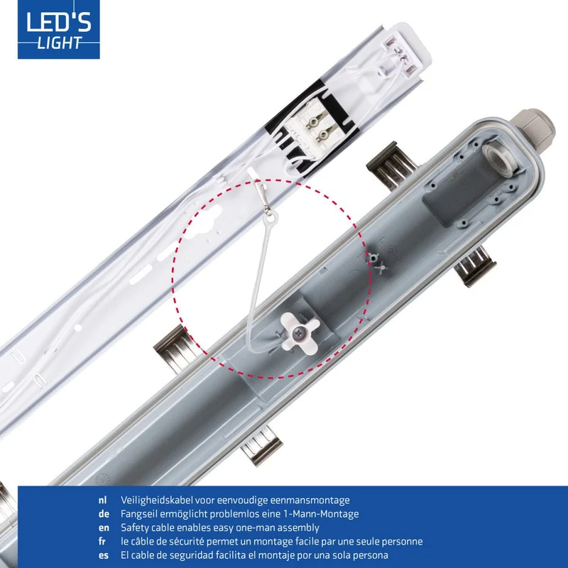 Feuchtraum- Wannenleuchte FRWL1.2 L: 650 mm, 7,5W grau - LED's Light