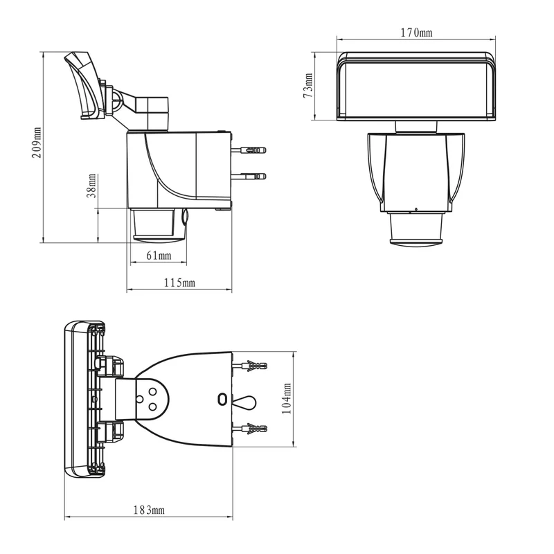 LED-Strahler schwarz mit 180° Bewegungsverfolgung 18W IP44 - LED's Light