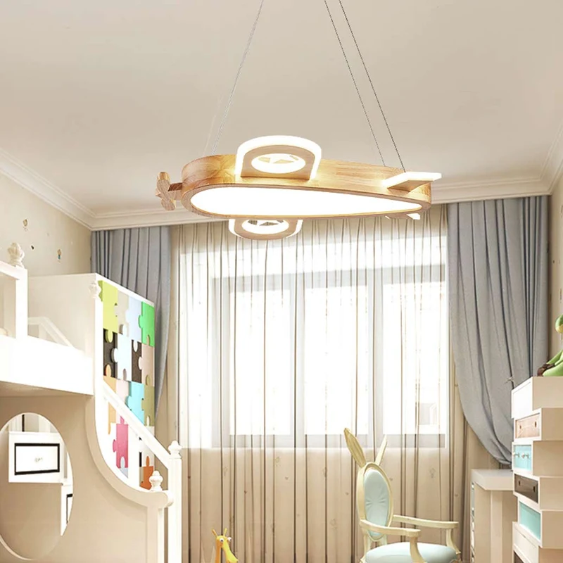 Ceiling Light Airplane Pendant Chandelier Cute Wood Acrylic for Kids Room