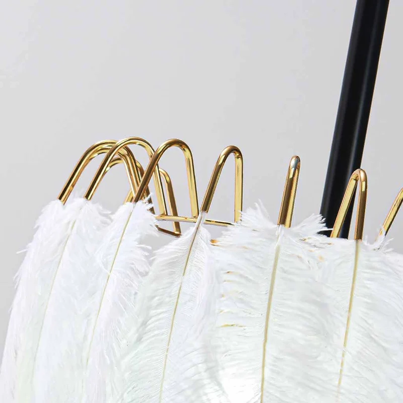 Wall Sconce Unique Ostrich Feather Wire Frame, White