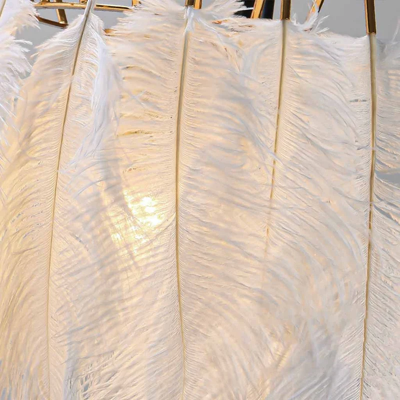 Wall Sconce Unique Ostrich Feather Wire Frame, White