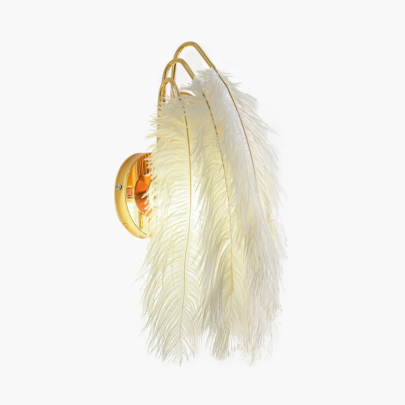 Ostrich Feather Wall Lamp Minimalist, White