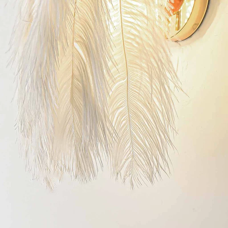 Ostrich Feather Wall Lamp Minimalist, White