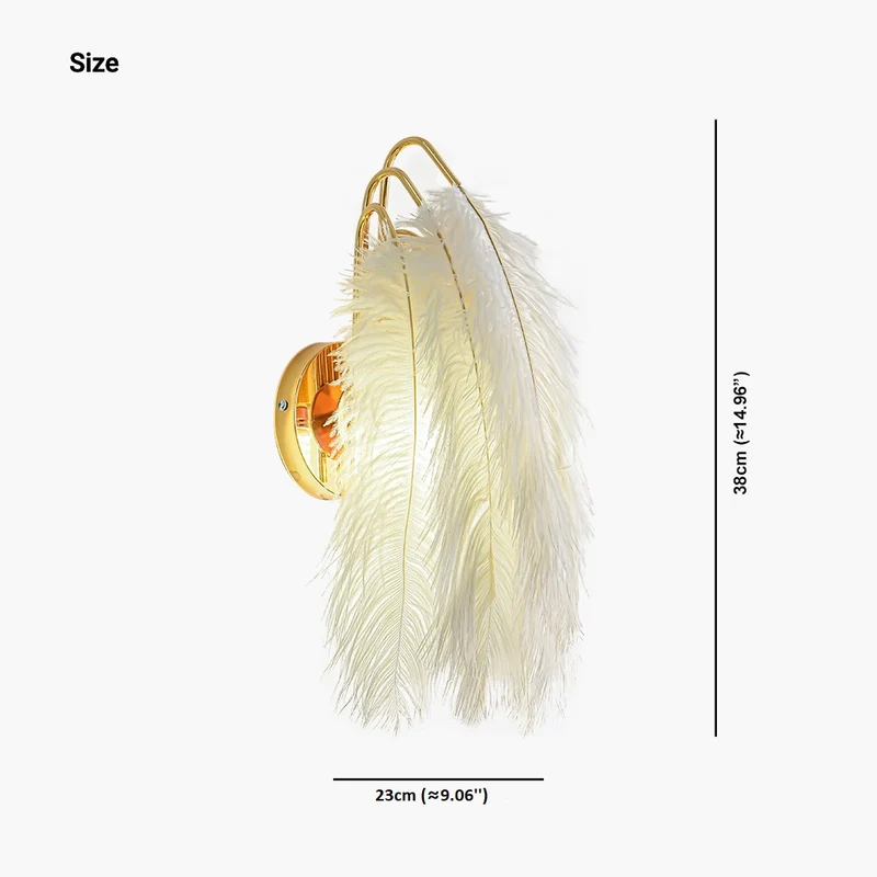 Ostrich Feather Wall Lamp Minimalist, White
