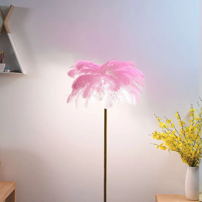 Ostrich Feather Floor Lamp Nordic Style Standing, 3 Colors