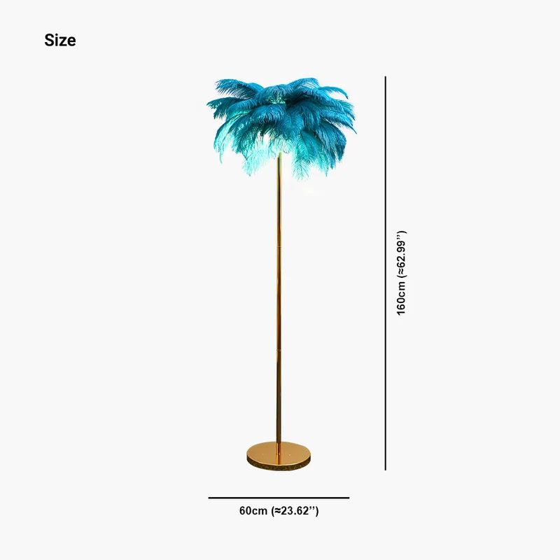 Ostrich Feather Floor Lamp Nordic Style Standing, 3 Colors
