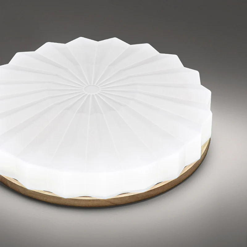 Ceiling Light Flush Mount Elegant Round Sunflower for Bedroom, Wood & Acrylic