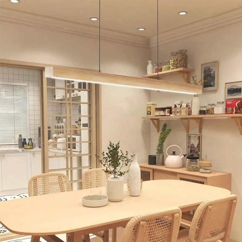 Pendant Lighting Modern Minimalist Linear, Wood