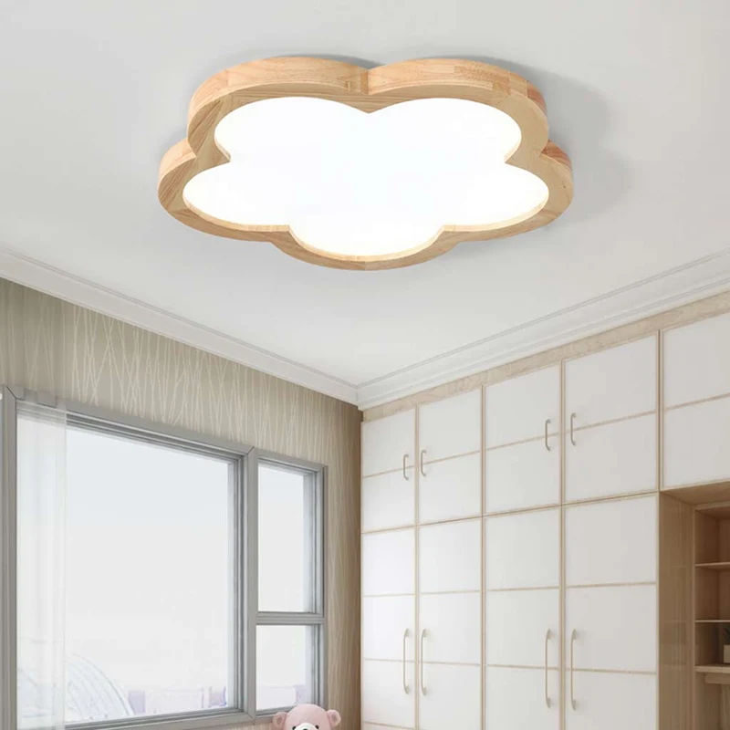 Ceiling Light Flush Mount Flower Cloud Wood Acrylic
