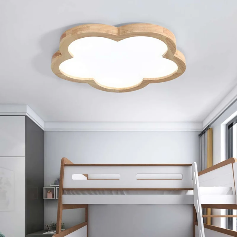 Ceiling Light Flush Mount Flower Cloud Wood Acrylic
