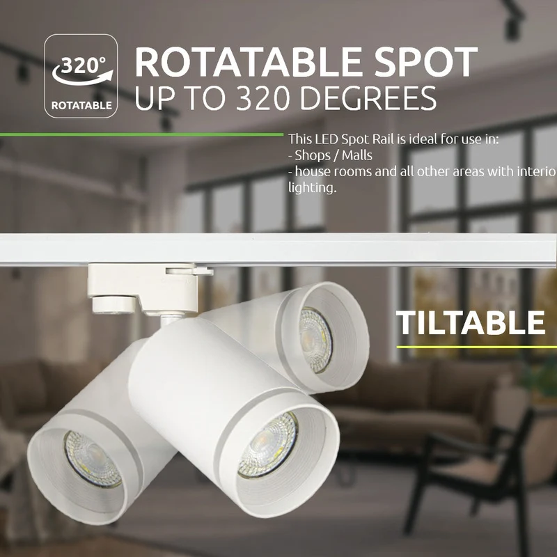 LED 1-Phasen-Schienenstrahler mit GU10-Fassung | Weiß mit Ring
