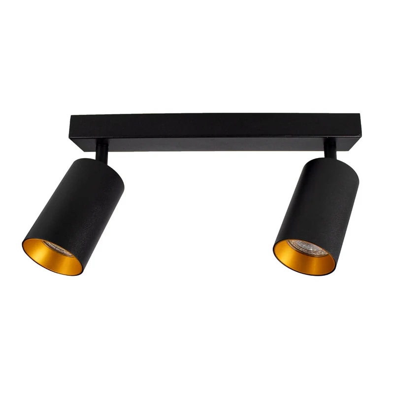 Moderner Deckenstrahler Doppel | schwarz/gold | Bau | 2x GU10 Fassung