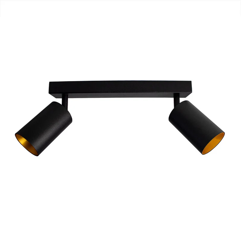 Moderner Deckenstrahler Doppel | schwarz/gold | Bau | 2x GU10 Fassung