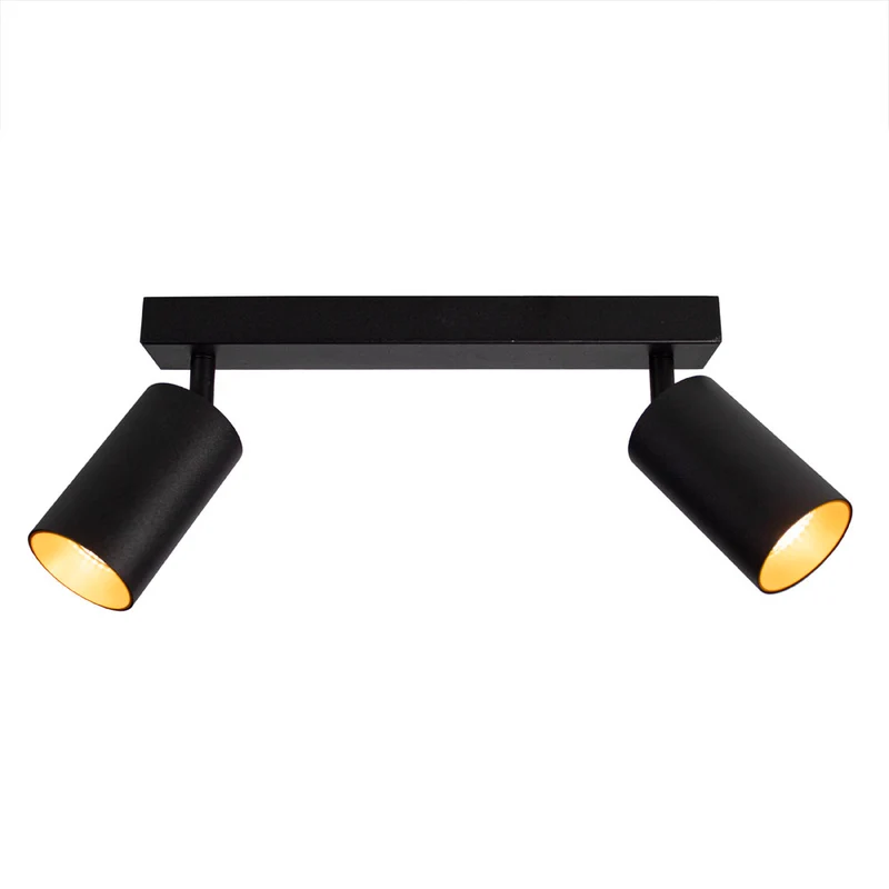 Moderner Deckenstrahler Doppel | schwarz/gold | Bau | 2x GU10 Fassung