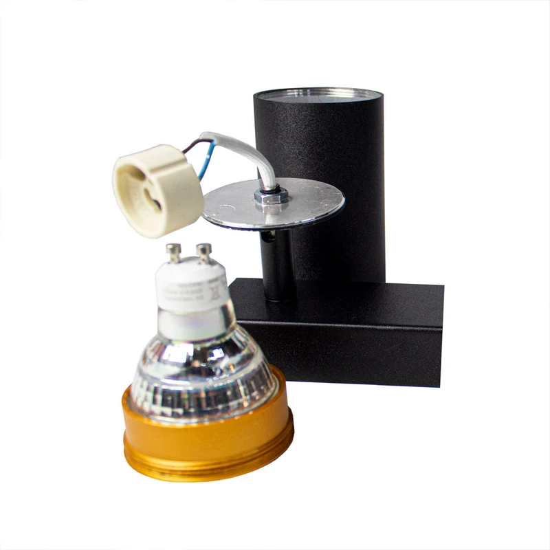 Moderner Deckenstrahler Doppel | schwarz/gold | Bau | 2x GU10 Fassung