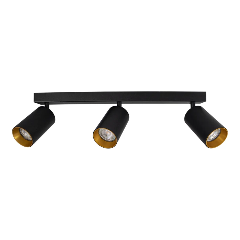 Moderner Deckenspot drei Doppelzimmer | Bau | schwarz/gold | 3x GU10 Fassung
