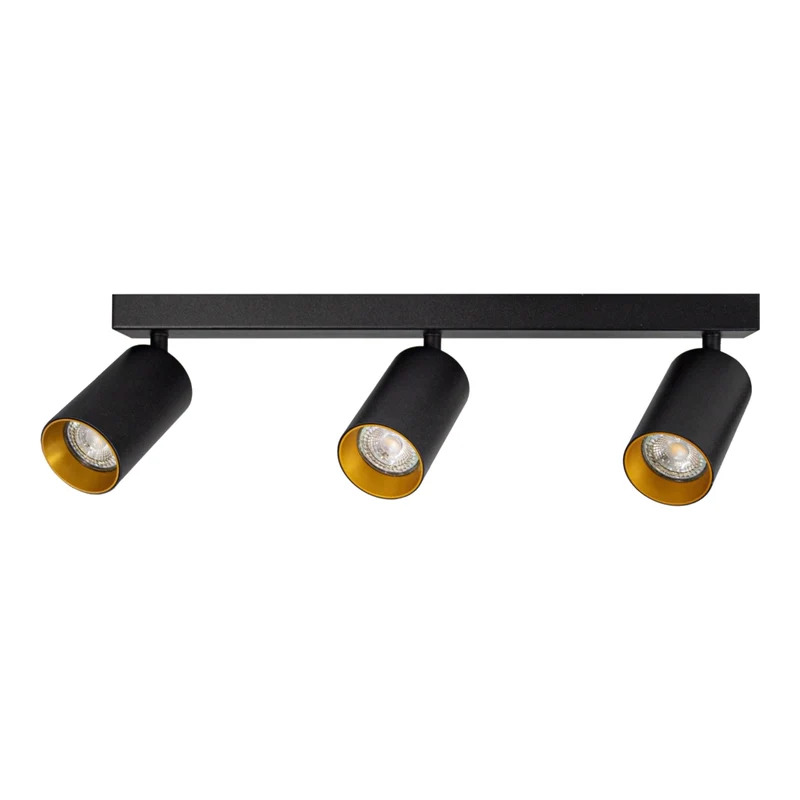 Moderner Deckenspot drei Doppelzimmer | Bau | schwarz/gold | 3x GU10 Fassung