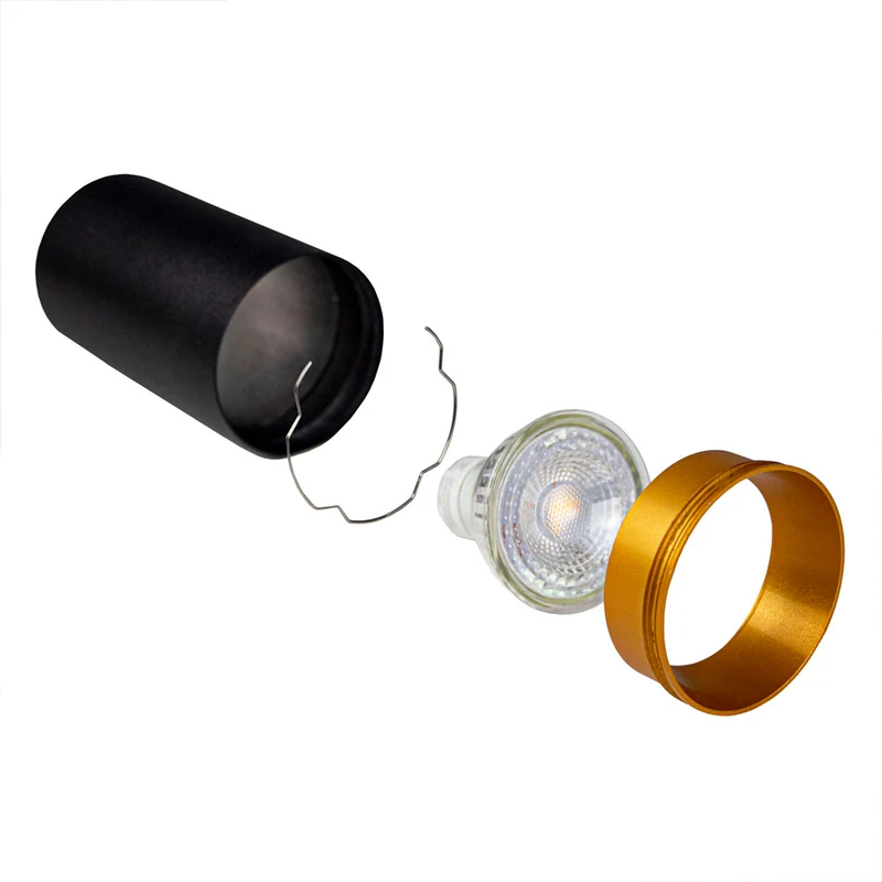 Moderner Deckenspot quadratisch | Schwarz/Gold | Bau | 4 x GU10 Strahler