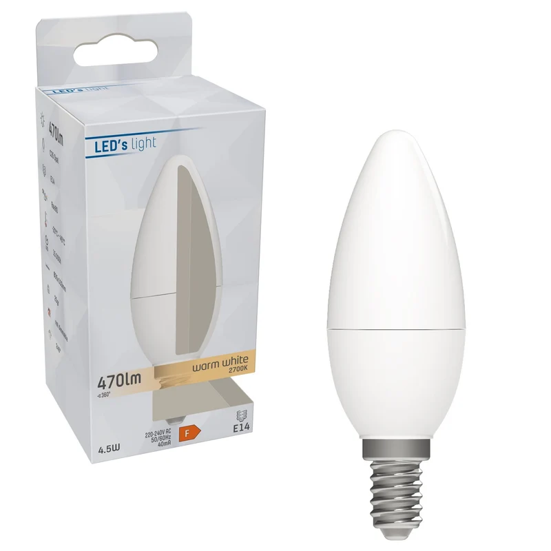 LED Kerze E14 4.5W warmweiß Opal C35 - LED's Light