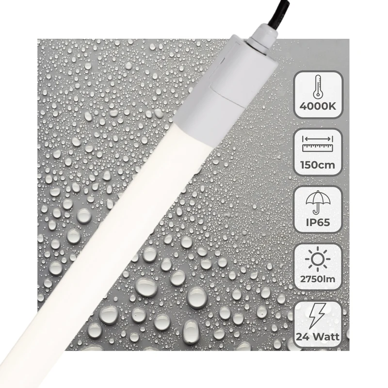 LED-Feuchtraumleuchte Slim 150cm 24W neutralweiß IP65 - LED's Light
