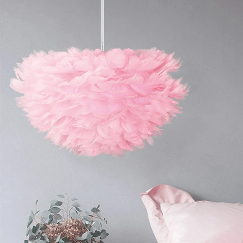 Pendant Light Chandelier Luxury Goose Feather Globe, 6 Colors