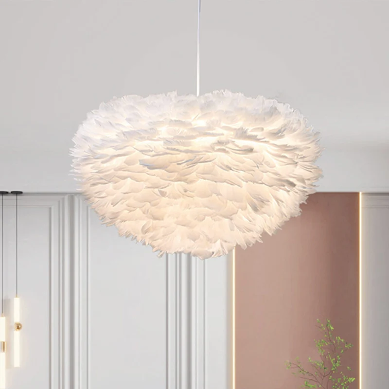 Pendant Light Chandelier Luxury Goose Feather Globe, 6 Colors