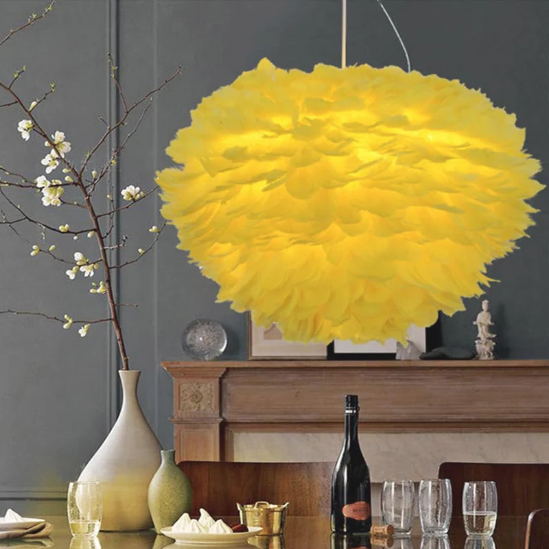 Pendant Light Chandelier Luxury Goose Feather Globe, 6 Colors
