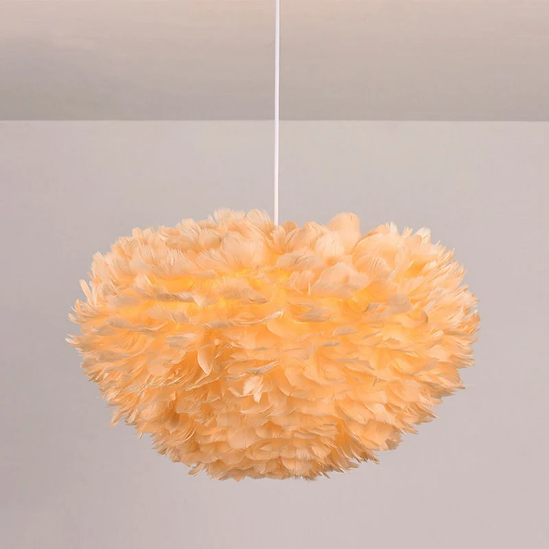 Pendant Light Chandelier Luxury Goose Feather Globe, 6 Colors