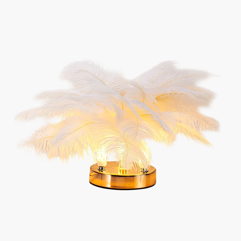 Ostrich Feather Table Lamp Cute, 3 Colors