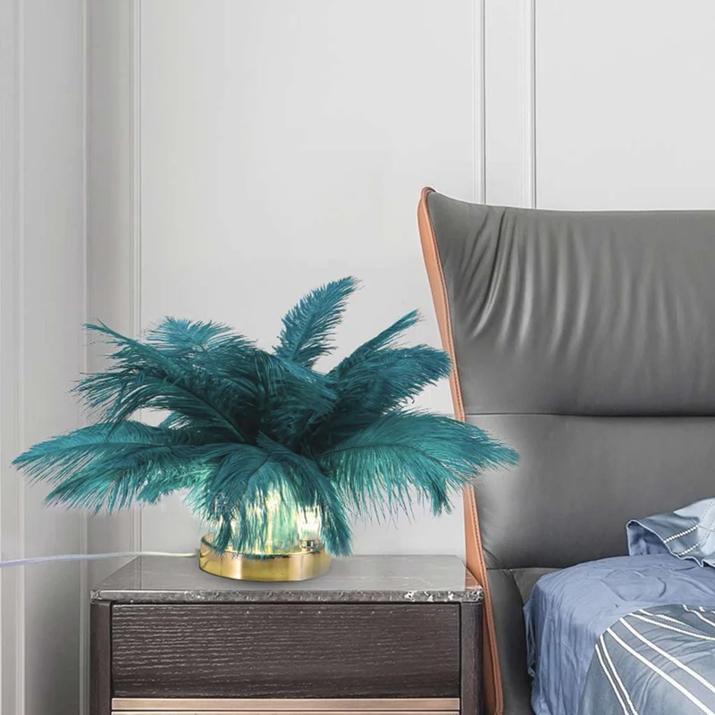 Ostrich Feather Table Lamp Cute, 3 Colors