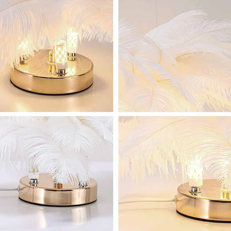 Ostrich Feather Table Lamp Cute, 3 Colors