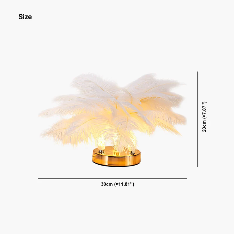 Ostrich Feather Table Lamp Cute, 3 Colors