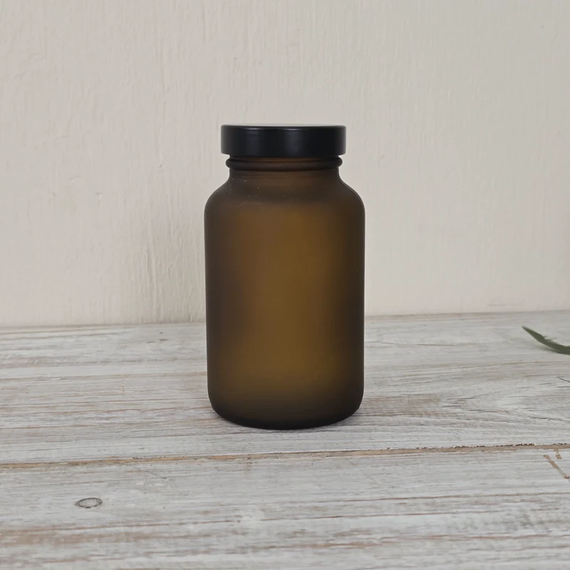 Glasflasche mit Deckel 200ml Braun Braunglas Glas Flasche Deko
